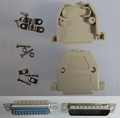 DB25 Male D-Sub solder type connector w/Beige plastic backshell hoods