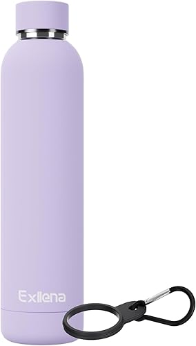 Miniatura 21 de Botellas de agua aisladas delgadas para viajes de 18 oz con clip, botella de agua de acero inoxidable de doble pared con aislamiento al vacío,