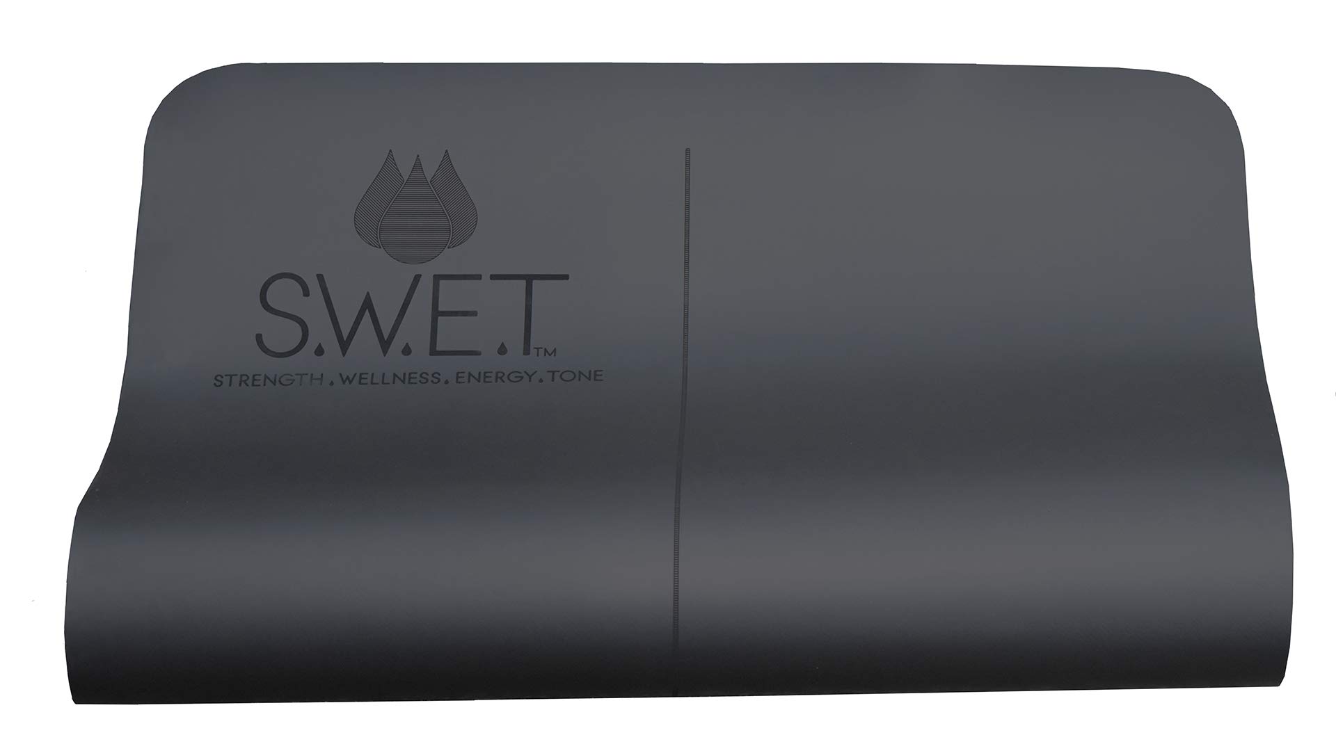 S.W.E.T. PU Leather Hot Yoga Mat - Lightweight, Moisture Wicking, Non-Slip Surface for Grip Even During Sweatiest Exercise Sessions Eco-Friendly Natural Tree Rubber (Black)