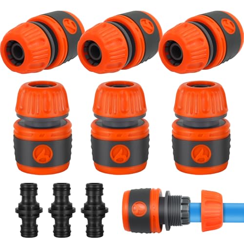 Schlauchkupplung 1/2 Zoll, Schlauch Kupplungs Satz, 6 Stück Schlauchverbinder mit 3 Stück Kupplungs, Schnellkupplung Set Zubehör für Gartenschlauch, Schlauchanschluss für Familie Garten Schlauchkupplung 1/2 Zoll, Schlauch Kupplungs Satz, 6 Stück Schlauchverbinder mit 3 Stück Kupplungs, Schnellkupplung Set Zubehör für Gartenschlauch, Schlauchanschluss für Familie Garten