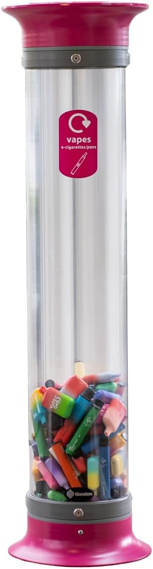 C-Thru 15 L Vape Recycling Bin – Small Vape Recycling Container – Compact 15 Litre Transparent Vape Collection Tube