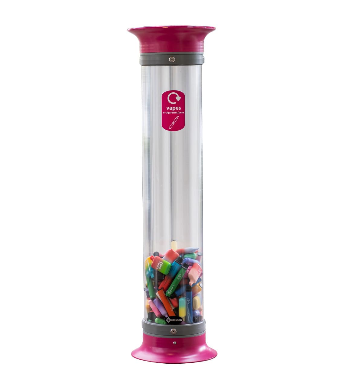 Glasdon C-Thru 15 L Vape Recycling Bin – Small Vape Recycling Container – Compact 15 Litre Transparent Vape Collection Tube