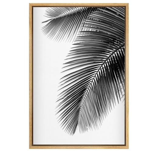 SIGNWIN Framed Canvas Wall Art Large Tropical Coconut Palm Leaves