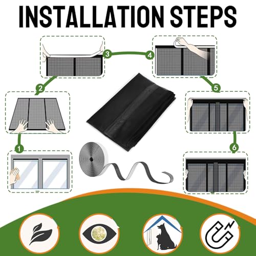 Moustiquaire porte magnétique 140x220 rideau porte anti insectes mouche moustique aimantée - 8