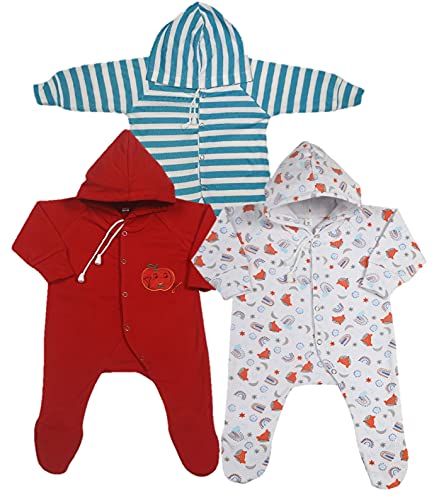 Image of New Born Baby Clothes Set Romper & Sleepsuit For Baby 0-3 Months (Pack of 3)