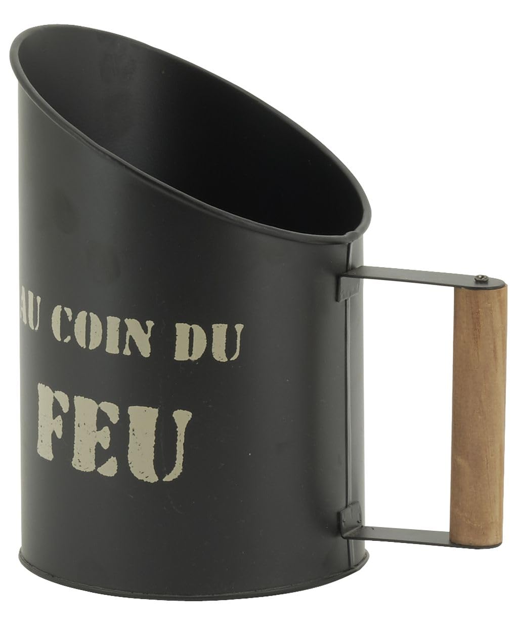 AUBRY GASPARD - Pelle à Pellets Métal Noir Au Coin du Feu - Finition Laquée - Poignée Bois 4 x 10 cm - 13 x 13 x 20 cm - Livrée Montée - Poids 0,31 kg - Design Ergonomique pour Poêle à Granulés