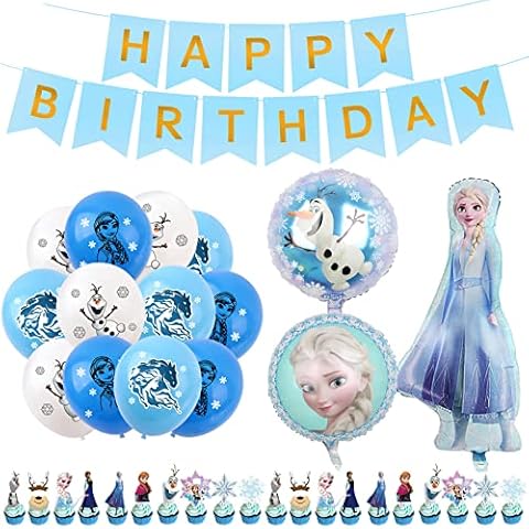 Winric Frozen Birthday Party Balloons, 26 Piece Birthday Kit Frozen Birthday Decorations, Snowflake Balloon Decoration, Include Happy Birthday Banner For Frozen Birthday Party Supplies Cover