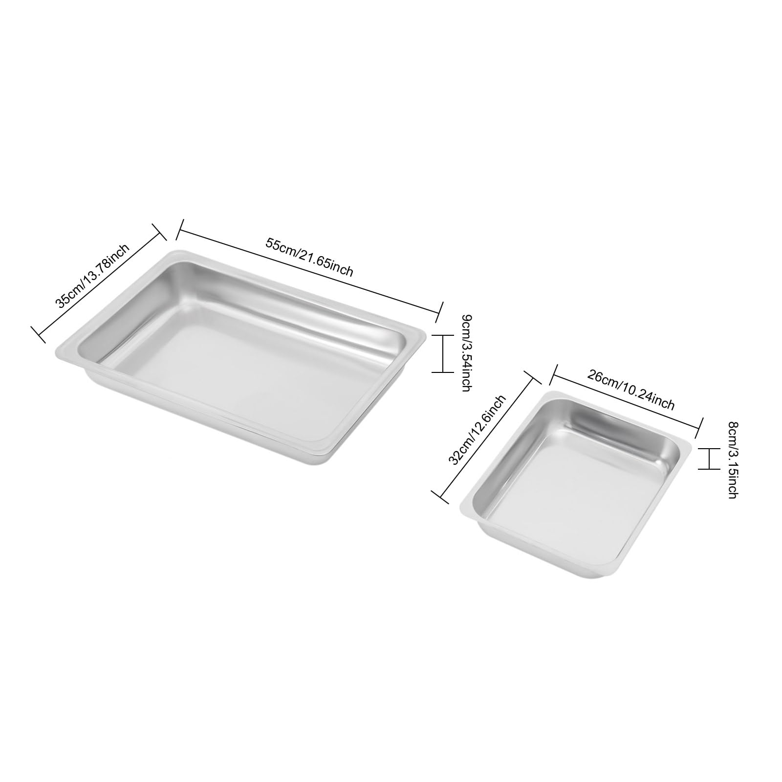 Chafing Dish - Set di 2 dispense, in acciaio inox, con 2 scomparti, scaldavivande e contenitore termico a buffet con gancio per appendere catering, buffet e feste
