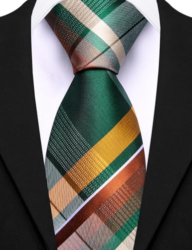Image of Barry.Wang Mens 6 PCS Ties Silk Striped Paisley Check Floral Necktie Silky Woven Wedding Business Party Ties 3.34 inch