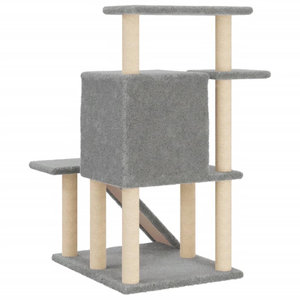 Homgoday Tiragraffi per gatti con tiragraffi in sisal, grigio chiaro, 97 cm, torre tiragraffi multilivello con scala e condomini, centro attività per gatti da interni, tipo 1