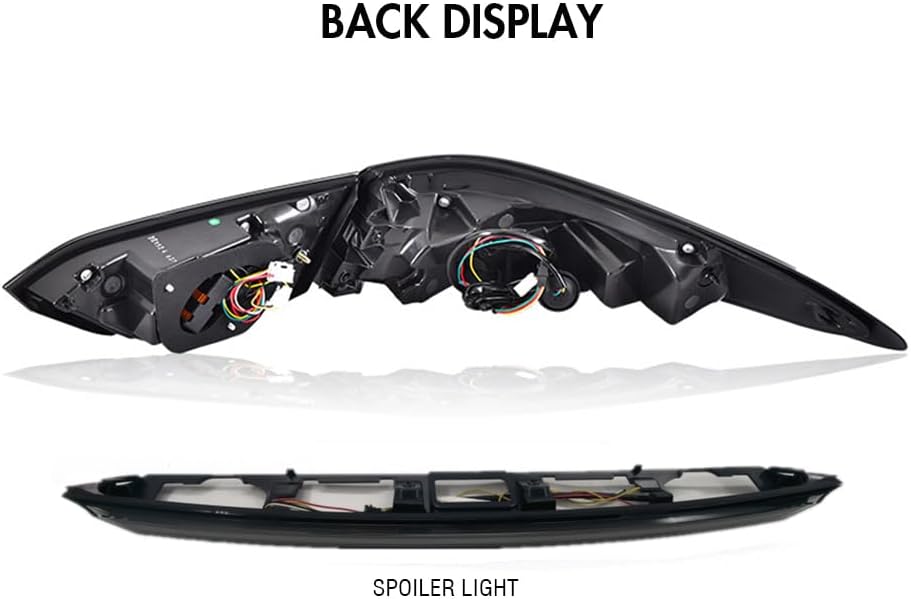 New Taillight and Spoiler Set Compatible with 2018-2024 Toyota Camry Tail Lights XSE XLE TRD SE LE Nightshade AWD Hybrid Smoked White 8th Gen Accessories LED Rear Trunk Light (Lambo Style SWT)