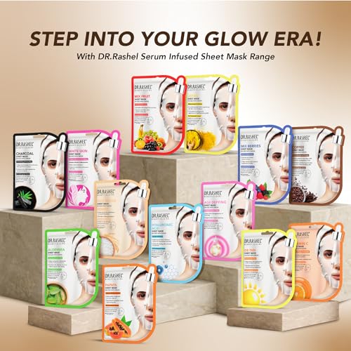 Image of DR.RASHEL Coffee Face Sheet Mask With Serum For Women and Men | All Skin Types | Soft and Healthy Skin | Deep Cleansing & Oil Control | Repairing & Nourishment | Soothing And Hydrating | Paraben Free | Pack Of 2 | 20 Grams Each