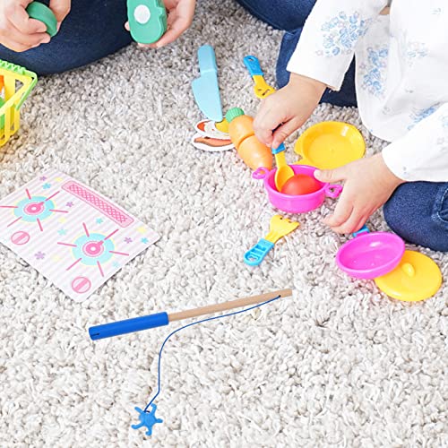 Toddmomy 2Pcs Wooden Magnetic Fishing Rods Wooden Magnet Poles Fishing Children Toy Fishing with Magnet Hooks for Fishing Game Boys Girls - Image 4