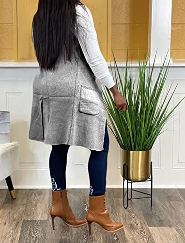 Image of Women's Casual Sleeveless Long Sweater Vest Open Front Cardigan Waistcoat
