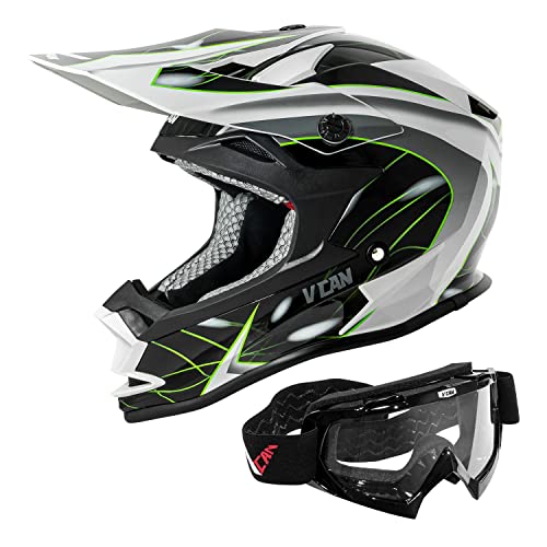 VCAN VX38 Adults ATV Motorcross Offroad Dirt Bike Motorcycle Downhill Helmet with Goggle DOT Approved