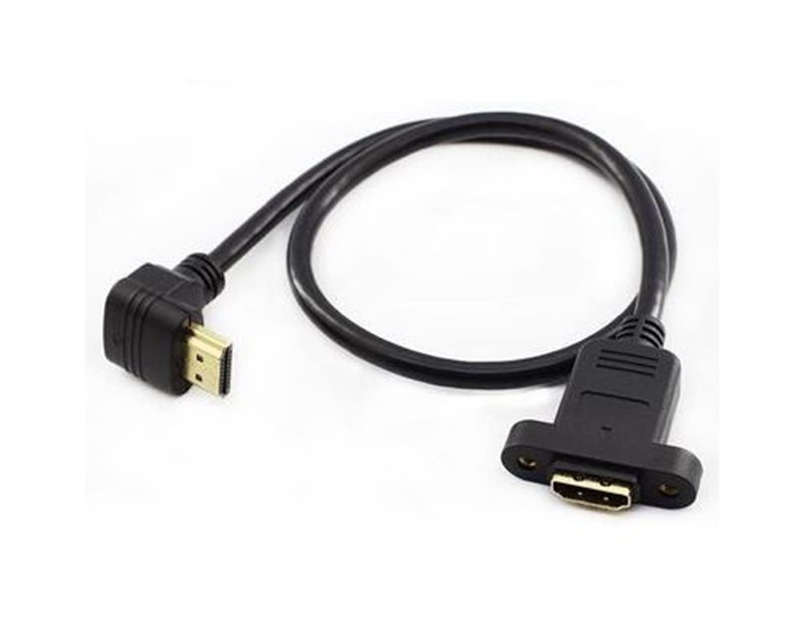 EVURU 90 Degree Left Right Up Down Angled 19p 1.4 Male to Female Extension Cable with Screw Hole Can Lock Panel Mount Cable (Size : 30cm, Color : Down Angled)