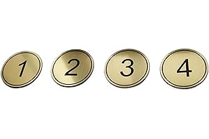 ABS Engraved 5cm Circular Table Numbers (1-25) Pubs Restaurants Clubs - Golden 1 to 25