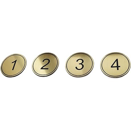 ABS Engraved 5cm Circular Table Numbers (1-25) Pubs Restaurants Clubs - Golden 1 to 25