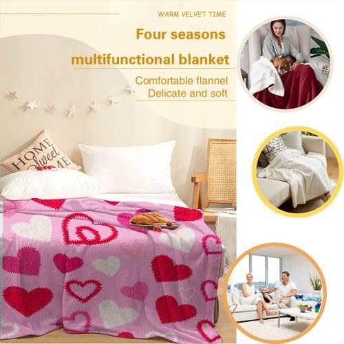 Manta Polar 220 x 240 Estampado de Corazones, Mantas para Cama 105 de Franela Cálida y Cómoda para Niños y Adultos, Mantitas para Sofá Reversible para Cubre Sofa Colchas, Fácil de cuidar_6959a