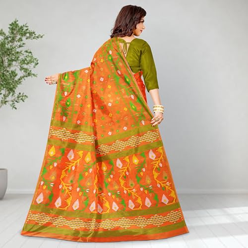 Image of Mayabi Women's Dhakai Jamdani Cotton Silk Saree Traditional Bengali Tant Korat Work, Without Blouse Piece