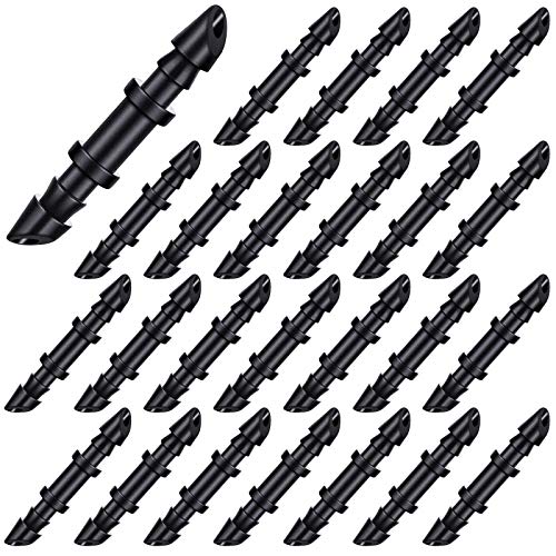 Mudder 300 Pieces Single Barbed Connectors 1/4 Inch Drip Irrigation Barbed Coupling Fitting, Black