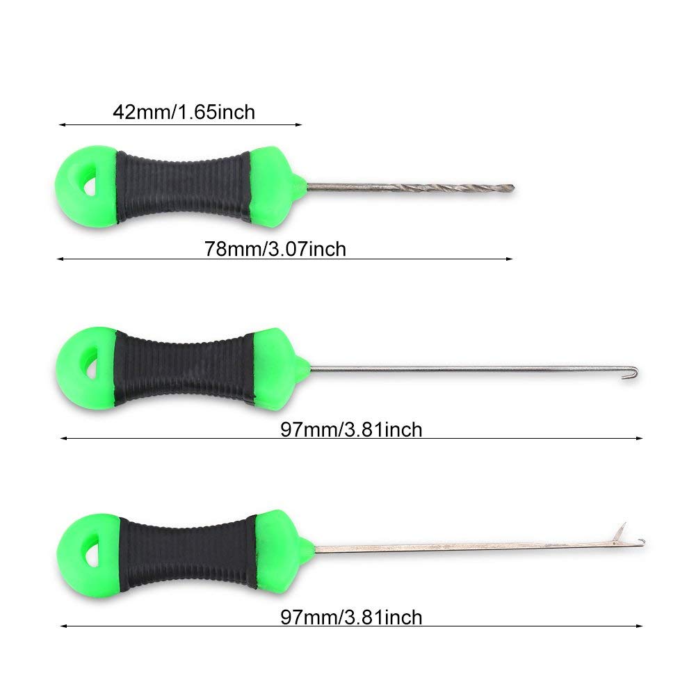 Alomejor - Juego de 3 Brocas para Pesca de Carpas, Accesorios de Pesca Resistentes para Línea de Pesca, Herramientas Eficientes para Montaje de Anzuelos y Enganches Seguros, Ideal para Pescadores