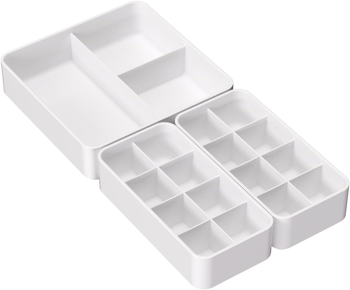 Organizer Holder for Lipstick Nail Polish – Lip Gloss Organizers Makeup Storage Display Case, Plastic Lip Gloss Perfume Sample Jewelry Mascara Holder for Drawer Vanity Bathroom, 3-Pack, White