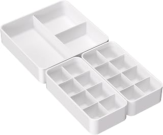 Organizer Holder for Lipstick Nail Polish - Lip Gloss Organizers Makeup Storage Display Case, Plastic Lip Gloss Perfume Sample Jewelry Mascara Holder for Drawer Vanity Bathroom, 3-Pack, White