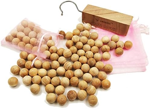 GREENLE Moth Balls Repellent for Closets Storage Anti Moth with Natural Camphor Wood Root Balls and Hanger Blocks Moth Protection for Freshener Clothes Drawer Household Essential Pack 80pieces