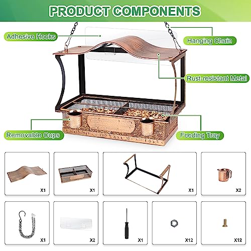 Window Bird Feeder, Dellan Metal Bird Feeder With Outdoors Hanging Chain, Bird Feeders For Outside Wild Birds #TOP3
