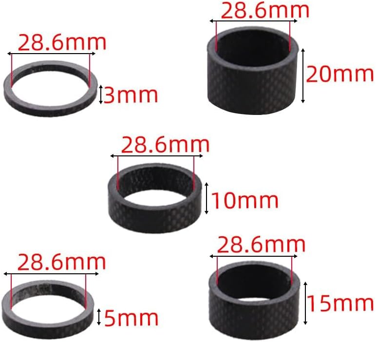 4/5pcs/set Bicycle Headset Washer Stem Spacer 3/5/10/15/20mm Carbon Fiber Bike Washer Spacing Pad Ring Kit for 28.6mm Front Fork for Bikes(1pc-10mm)