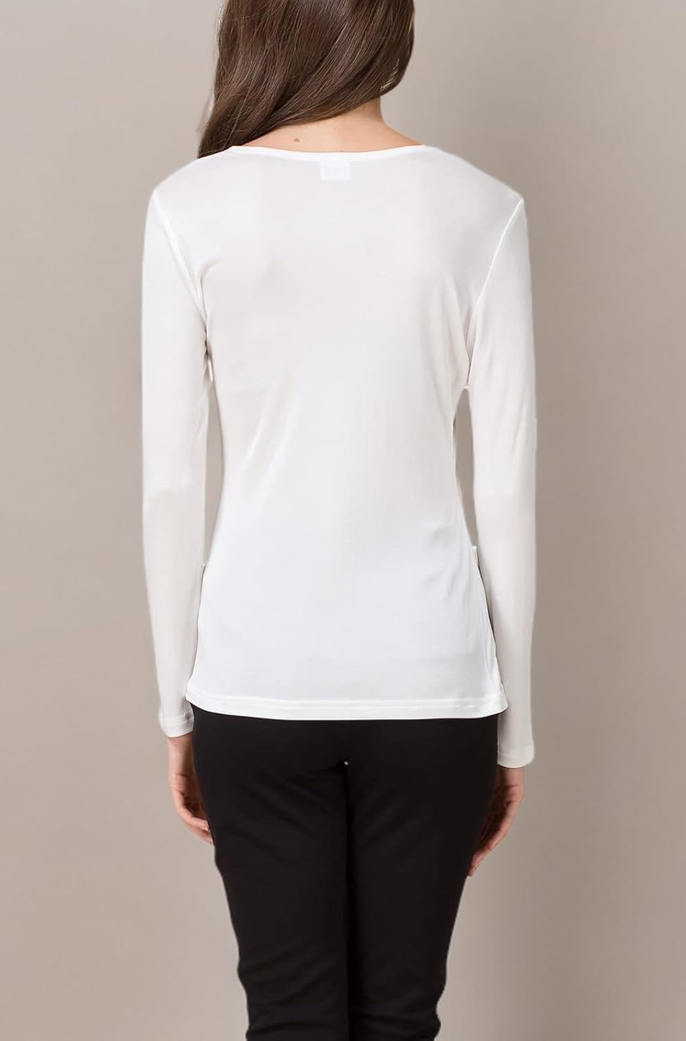 METWAY Women's Mulberry Silk T-Shirt Long Sleeve Pure Silk tee Shirt/Crew Neck Silk Blouse Undershirt - Image 5