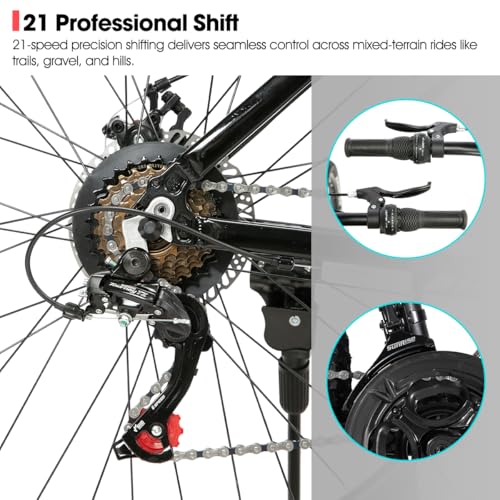 HILAND Mountain Bike for Men and Women, 21-Speed Adult