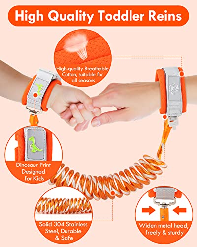 Lehoo Castle Baby Reins Anti Lost Wrist Link,Toddler Reins with Lock for Walking Child Safety Harness Walking Leash for Children Boys and Girls (Orange) - Image 2