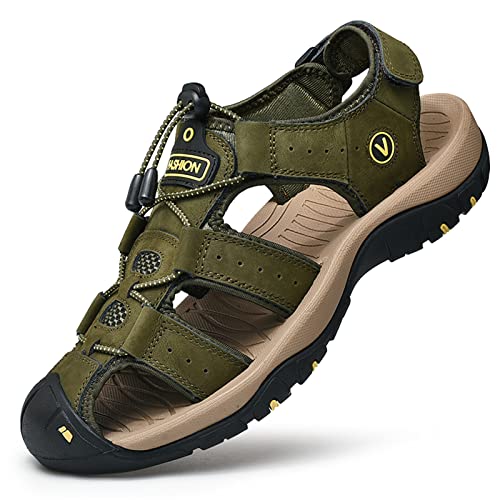Men's sports sandals Outdoor hiking sandals Closed toe leather sports walking casual sandals Water shoes