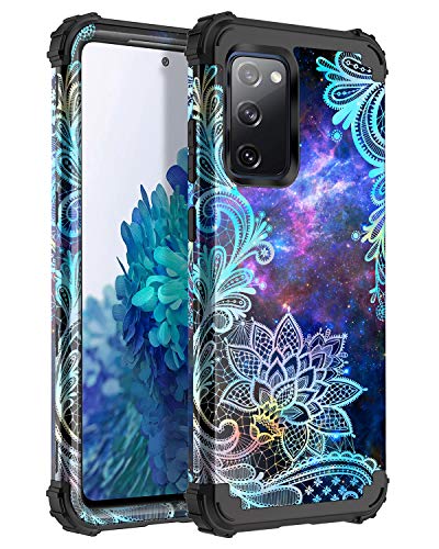Rancase For Galaxy S20 Fe 5G Case,Three Layer Heavy Duty Shockproof Protection Hard Plastic Bumper +Soft Silicone Rubber Protective Case For Samsung Galaxy S20 Fe 5G,Blue Mandala #TOP5