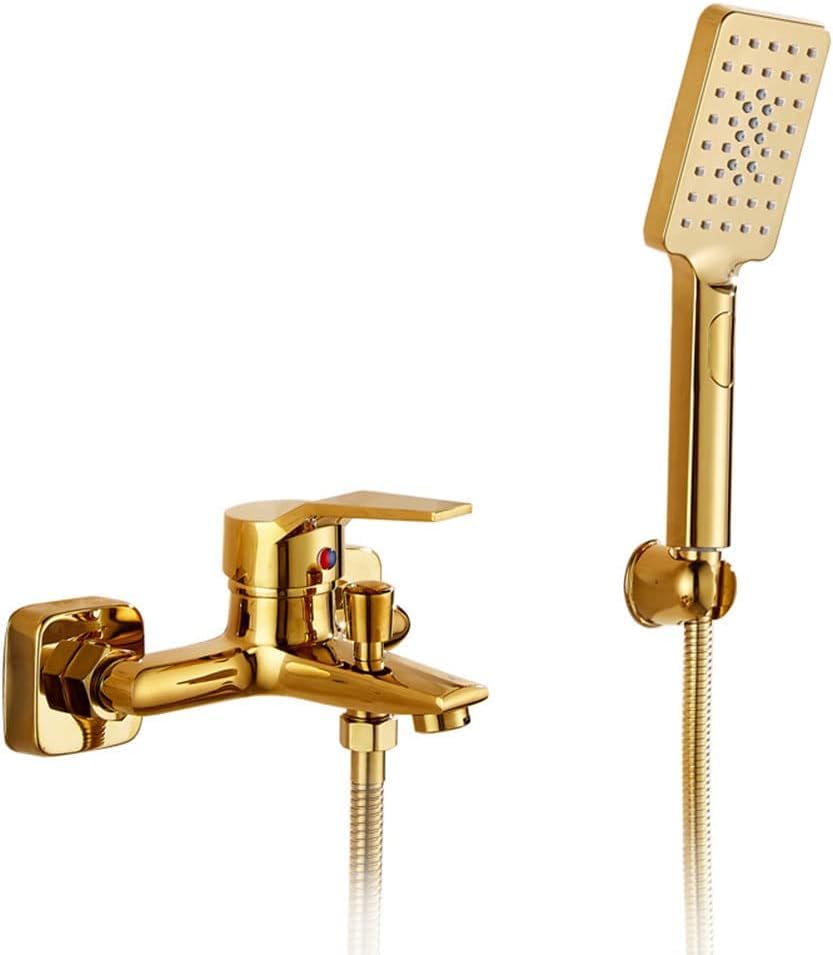 Mitigeur de baignoire douchette 3 jets avec robinet mural laiton