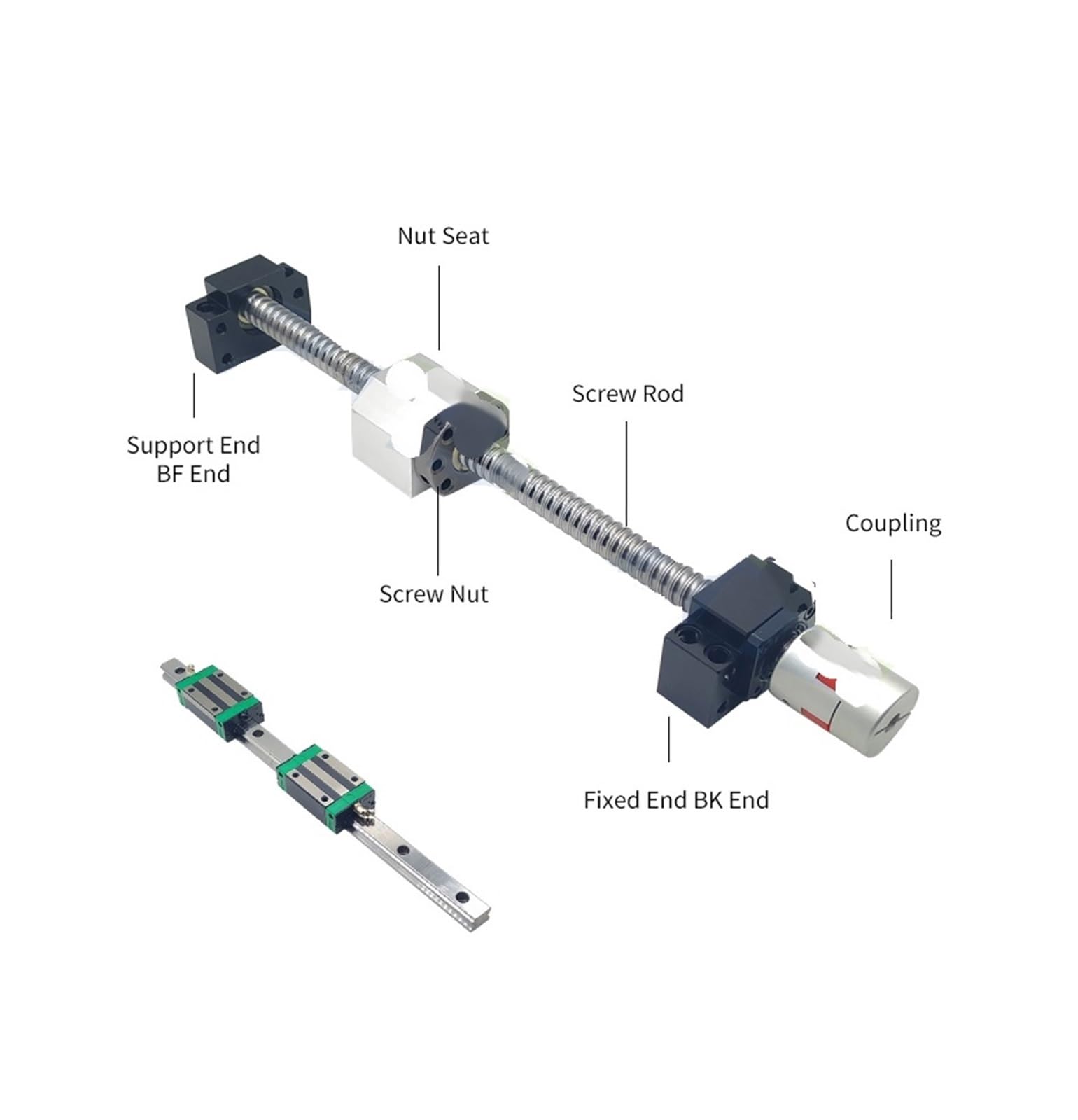 Metal Ball Screw nut end Processing Ball Screw SFU1605 Flange Single Ballnut BK/BF12 RM1605 End Machined CNC(700mm)