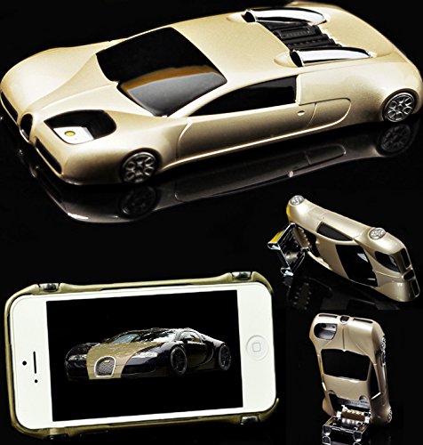 For iPhone 5 5S Se, WwwSuppliers 3D Fast Luxury Race Car Case for Kick-Stand Hard Protective Cover Estuche Funda (Bronze Black Chrome)