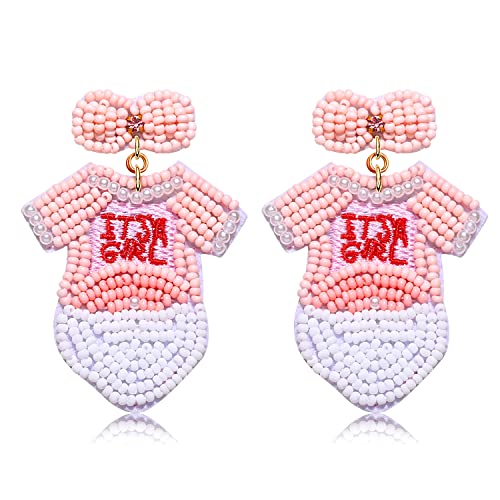 Baby Shower Earrings for Women Beaded Gender Reveal Earrings Adorable It’s a Girl or Boy Bodysuit Earrings Cute New Mom To Be Gifts Pregnancy Gift