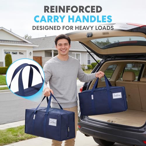 Image of Simpli-Magic Heavy Duty Moving Bags, 12 Pack, Extra Large Reusable Storage & Relocation Bags with Carry Handles & Zipper