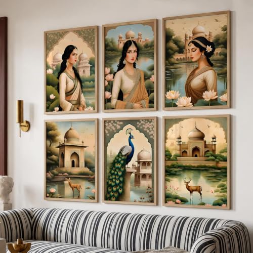 Image of kotart Premium Traditional Madhubani Art Paintings with Frame for Home Decor - Painting for Wall Decoration - Pack of 6 (13x17, home decor items)