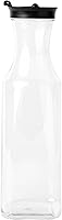 Vista 1 de EcoQuality Jarra de agua de plástico transparente de 34 onzas con tapa superior abatible negra, botella de base cuadrada con boquilla para barra