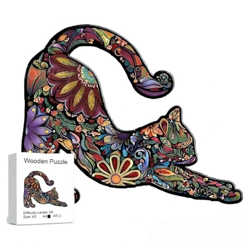 Image of MONKEYTAIL Whimsy Wooden Jigsaw Puzzle for Adults & Kids - Laser-Cut Pieces, 3D Puzzle Box as Birthday Gift for Boys & Girls - Brain Teaser, Home Decor & Family Game (FLCT, Size: Medium)