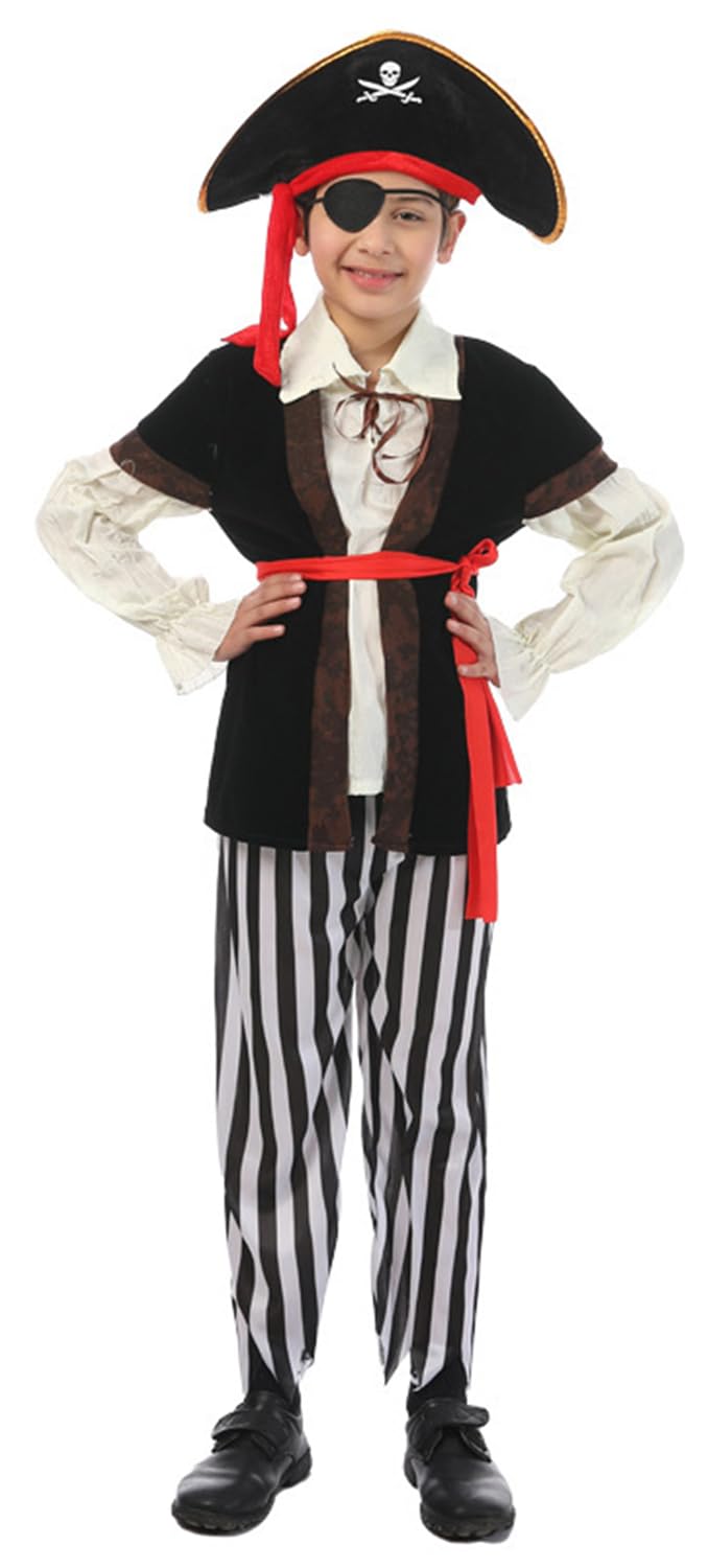 Windskids Piratenkostüm Für Jungen – Inkl. Augenmaske, Kompass, Schatzkarte & Schwert, Für Halloween & Karneval