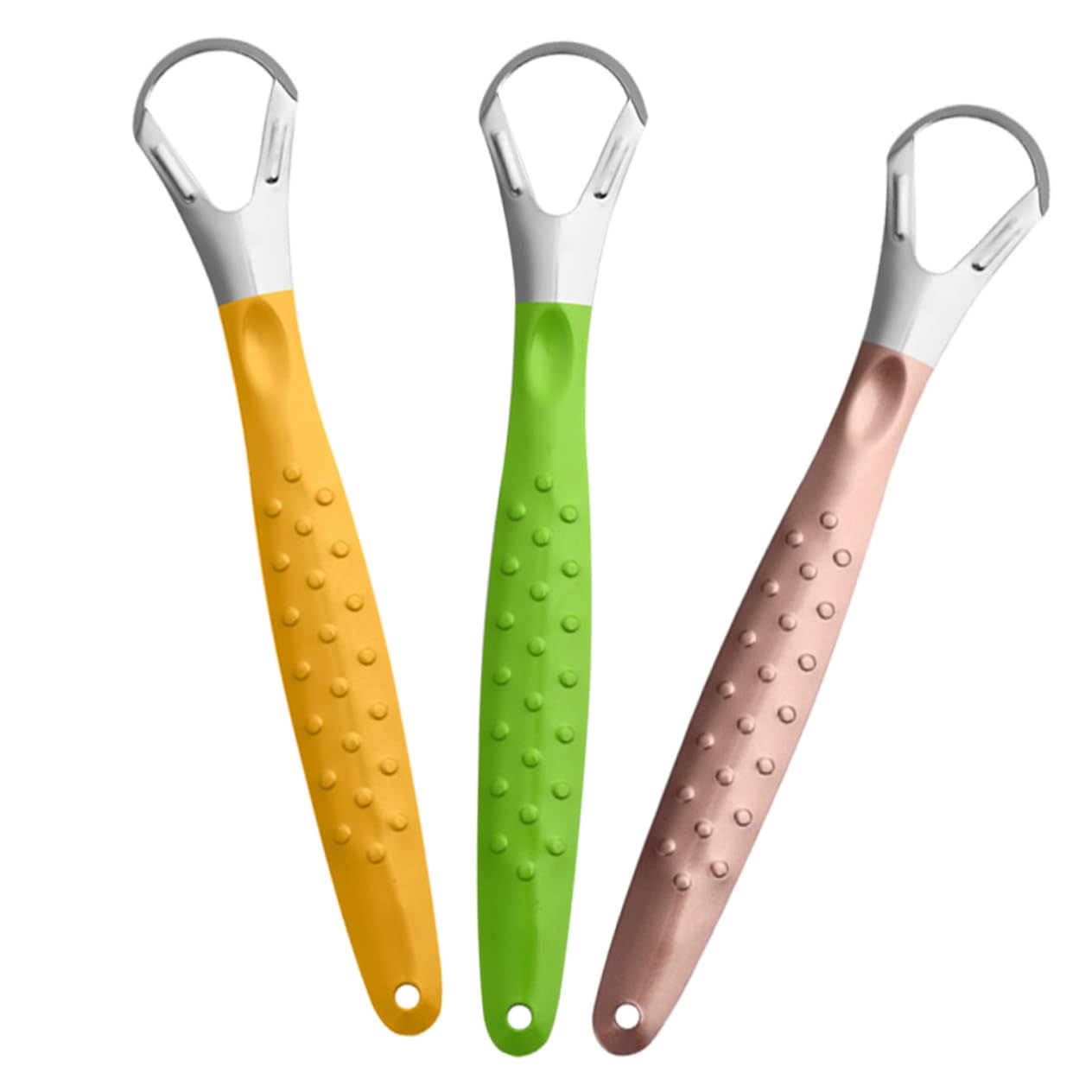HONMEET 3Pcs Stainless Steel Tongue Scraper for Adults Ergonomic Design for Tongue Coating Cleaning Freshen Breath