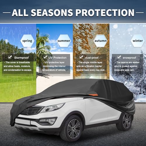 Image of X AUTOHAUX Car Cover Outdoor Waterproof Sun Rain Snow Hail Protection with Left Side Door Zipper 210D-PU for Kia Sportage