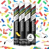 Electric Confetti Cannon Cartridges, 4 PIECES — 16' Multicolor Poppers for Weddings, Parties, Events | Requires 2-Shot/4-Shot Confetti Machine to Activate