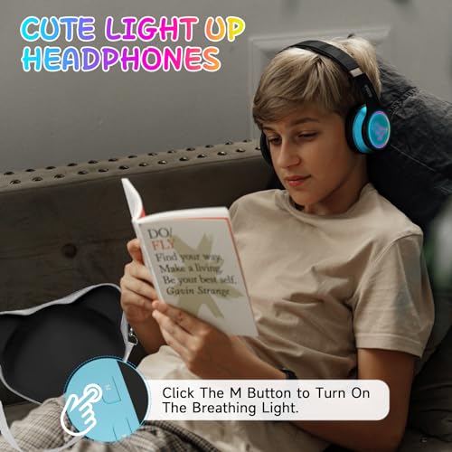 Image of IFECCO Wireless Kids Boys Headphones with Microphone,Cute Light Up Dinosaur Children Boys Bluetooth Headphones with Case for School Travel Gifts