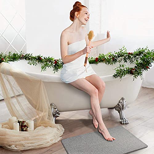 Shower Mats Non Slip Without Suction Cups, 23.6×34.6 Inch, Bath Mat For Textured Tub Surface, Loofah Mats For Shower And Bathroom, Quick Drying, Grey #TOP5